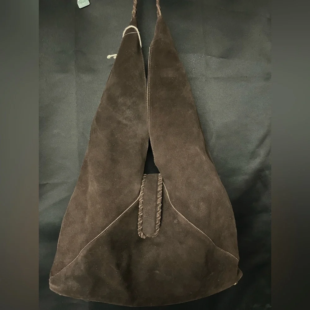 Brown Suede Haute Hippie Triangle Sling Bag NWT